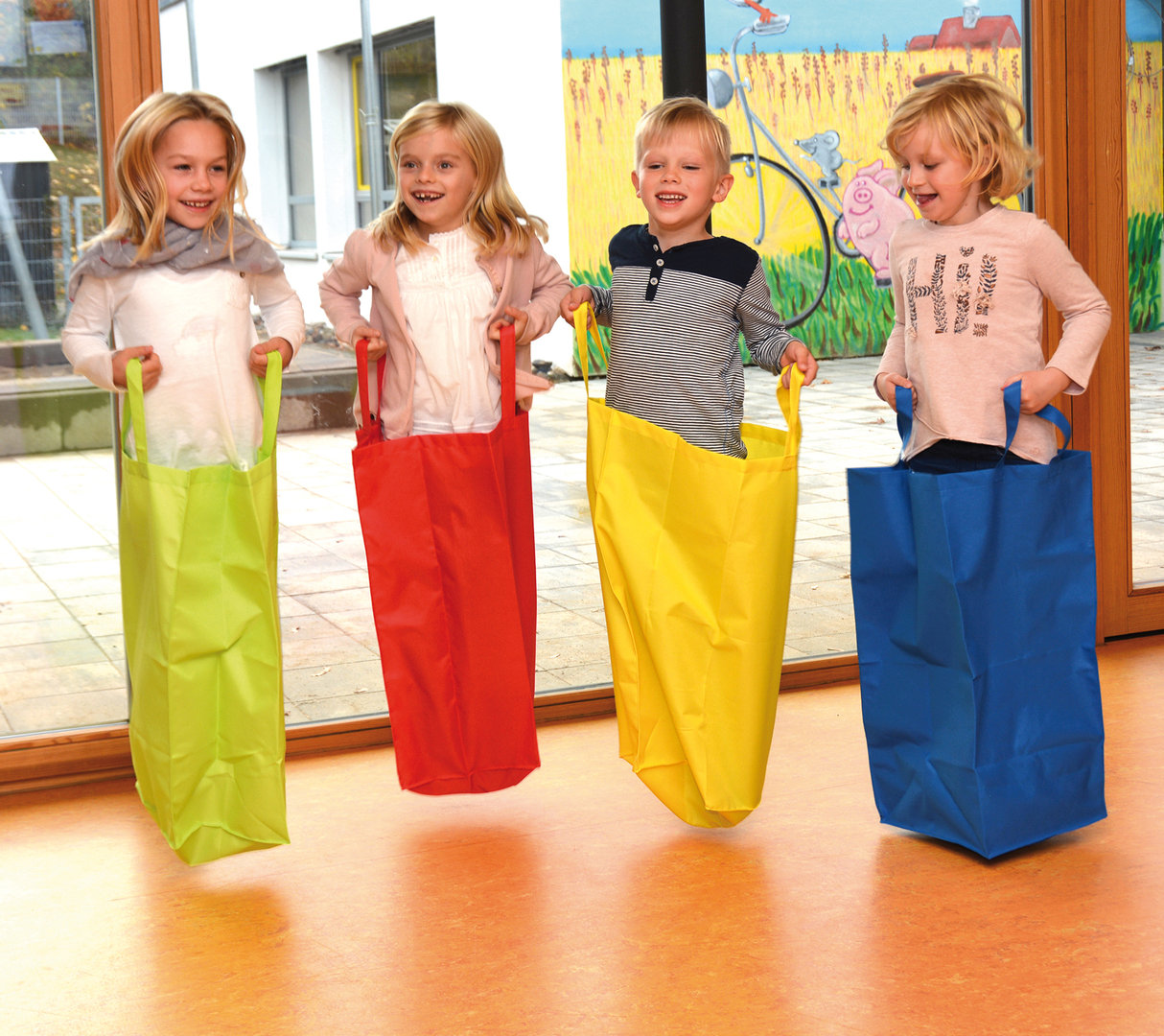 Hüpfsäcke für Kinder Hüpfsack Kinder mit Nummern Partyset Sackhüpfen 4er Set 