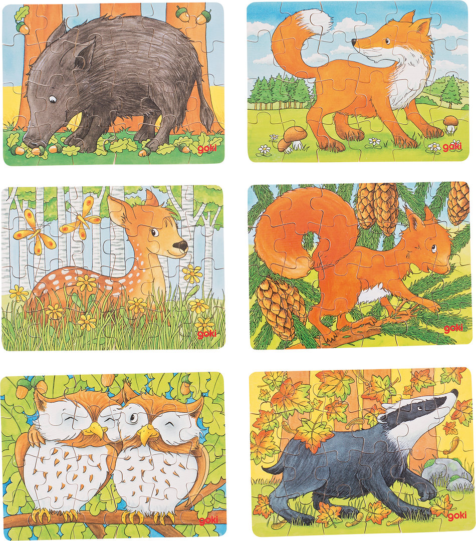 Holz-Puzzle Wald-Tiere für Kinder mit  24 Teilen Mini 